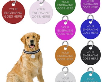 Engraved Dog Personalised Tag Kitten Disc Collar Neck Pet Animal Feline ID Round