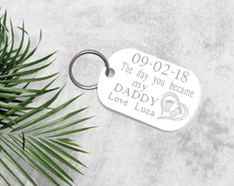 Personalised Keyring - New Dad Gift - New Daddy - New Baby Gift - Gift from Baby - Baby Birth Gift - Personalized Keychain - Daddy Keyring