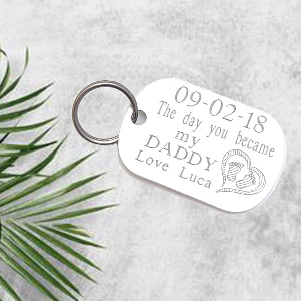Personalised Keyring - New Dad Gift - New Daddy - New Baby Gift - Gift from Baby - Baby Birth Gift - Personalized Keychain - Daddy Keyring
