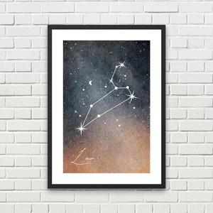 Löwe Sternzeichen Poster, Löwe Dekor, Löwe Sternzeichen Kunst, digitales Poster, Geburtstagsgeschenk, astrologisches Poster, Sternzeichen Print, Horoskop Poster, Eco Geschenk