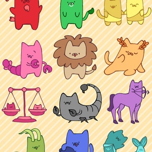 Zodiac Kitty Stickers