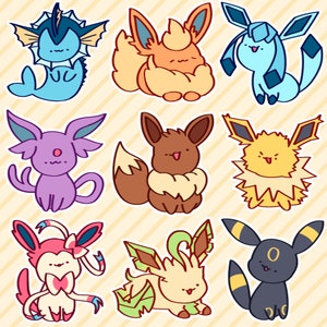 Popsicle Eeveelution Stickers – buttonsbykay