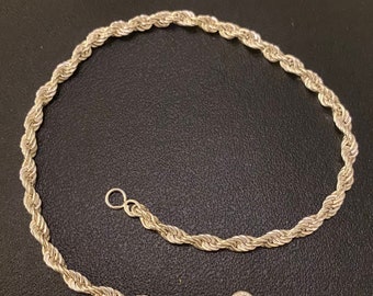 Silver Rope Bracelet, 925 Sterling Silver Rope Bracelet, 7.5 inch, 8.5 inch, Rope Chain Necklace, Twisted Rope Bracelet, Bracelets for Women