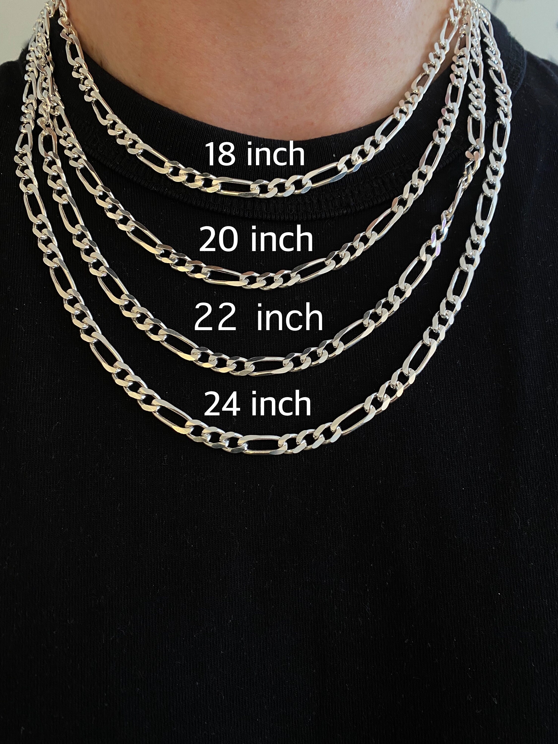 925 Sterling Silver Figaro Chain Figaro Necklace Bracelet for Men for Women 3 mm 4 mm 5 mm 7.5 8.5 18 20 22 24 inch Chain Men and Women