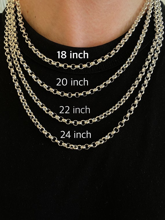 Catena Belcher 4 Mm Lunga 20 22 24 Pollici Collana In Argento - Foto 4