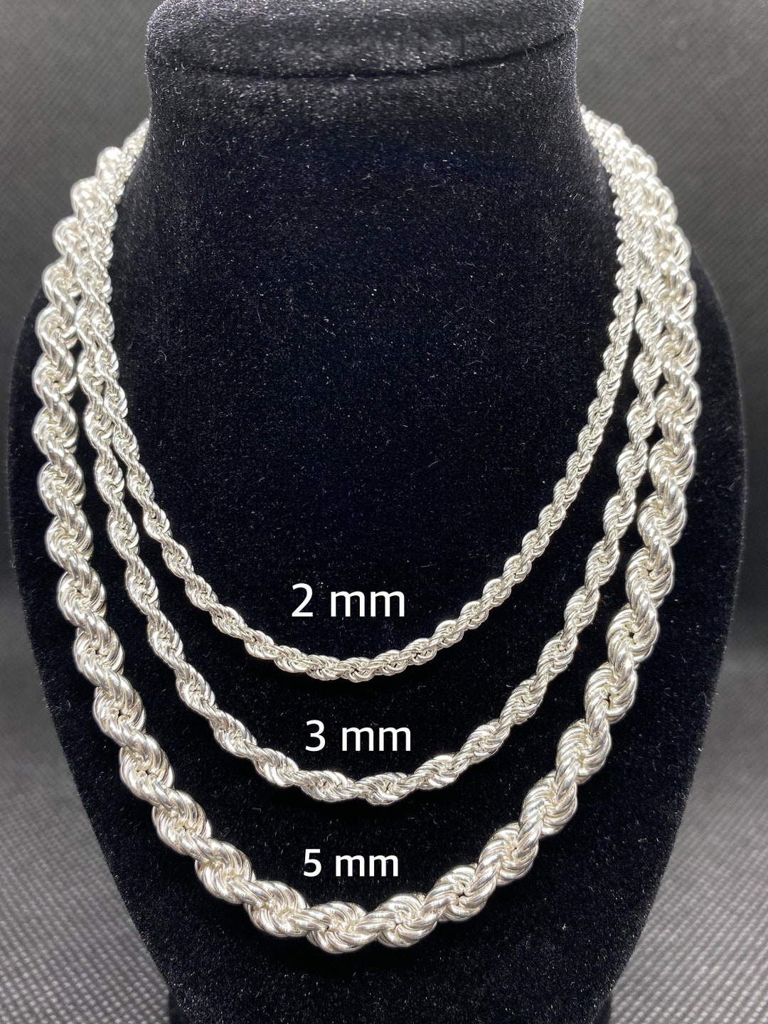 18 Inch Silver Rope Chain 925 Sterling Silver Rope Chain, Rope Bracelet, Rope Necklace, Gift for ...