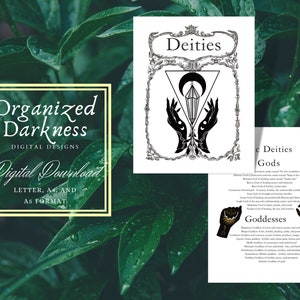 Deities Book of Shadows Pages, Grimoire, A5 inserts, Half A4, Letter, PDF