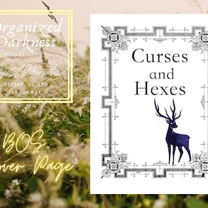 Curses and Hexes BOS Cover Page, Book of Shadows, Grimoire, A5 inserts, Half A4, Letter, PDF