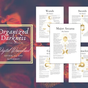 Major and Minor Arcana Tarot Keyword Reference Guide Pages, Book of Shadows, Grimoire, A5 inserts, Half A4, Letter, PDF