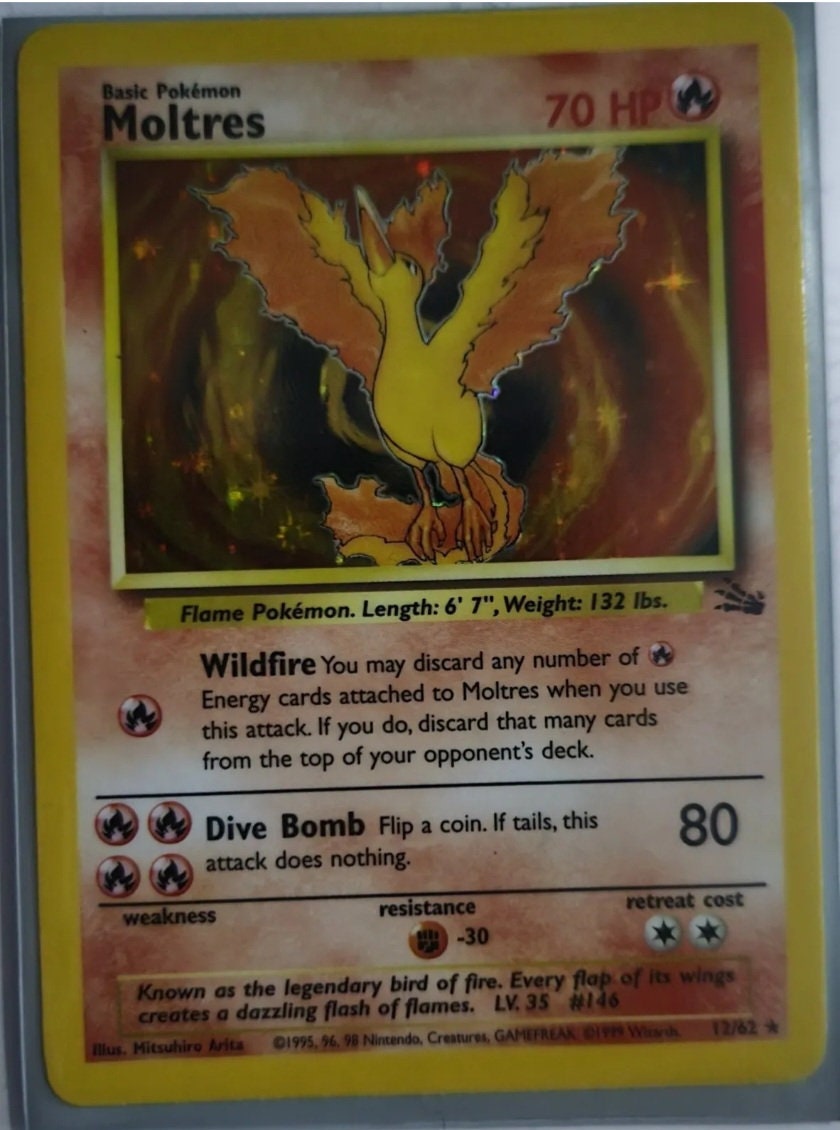 Check the actual price of your Moltres 12/62 Pokemon card