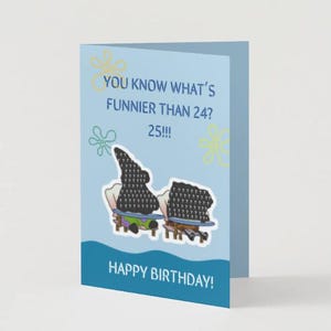 Esilarante biglietto d'auguri per il 25° compleanno a tema cartone animato / Download digitale divertente