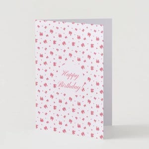 Elegant Pink Floral Girly Coquette Happy Birthday Card – Digital Download