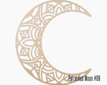 Wooden Moon Patterned Shape Embellishment - 200-500mm 3mm MDF - Unpainted Natural 3mm MDF - Laser Cut