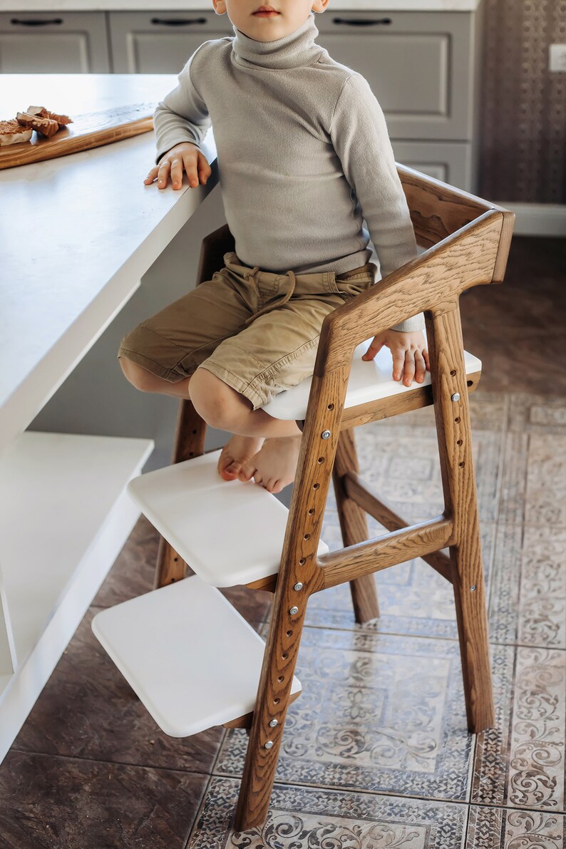 Counter Height High Chair Dark Oak Etsy