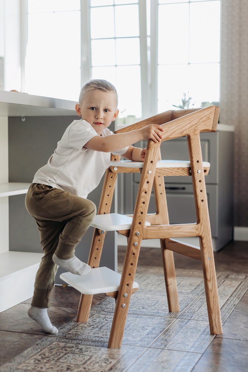 Counter Height High Chair Natural Oak Etsy