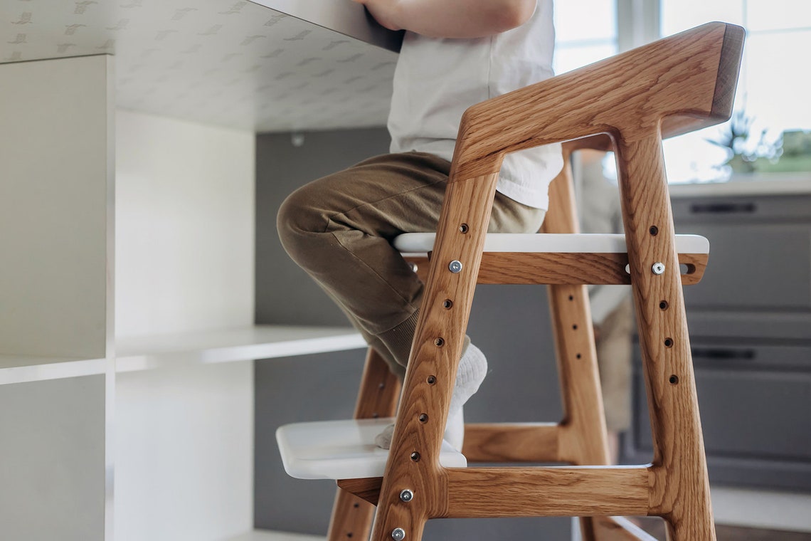 Counter Height High Chair Natural Oak Etsy
