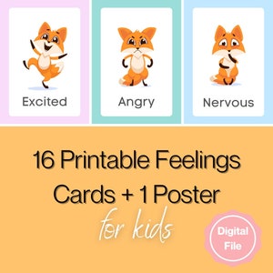 Emotions Flashcards + Emotions Poster, Kids Feelings Cards, Emotions Printable, Prek Printable, Preschool Printable, Montessori Printable