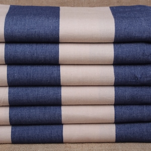 Turkish Beach Towel, Personalized Gift for her, Navy Blue-Beige Towel, Striped Towel, 40x71 Inches Wedding Gift Ideas, Gym Towel,