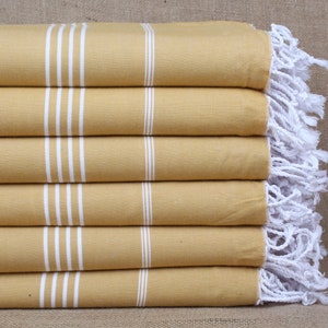 Turkish Towel Beach, Custom Towel, Mustard Bath Towel, Striped Towel, 40x71 Inches Monogrammed Towel, Wedding Towel, Warm Towel,