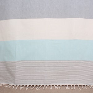 Organic Beach Towel, Beach Towel, Dark Gray-Mint Peshtemal, Striped Peshtemal, 40x71 Inches Embroidered Towel, Gift Peshtemal,