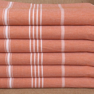 40x71 Inches Dark Brick Cotton Towel, Striped Towel, Turkish Bath Towel, Gift For The Home, Bachelor Gifts, Home Decor Towel,
