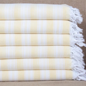 Wedding Gift Towels, Bath Towel, Light Yellow Towel, Striped Peshtemal, 40x71 Inches Girls Beach Weekend Gift, Bulk Order Peshtemal,