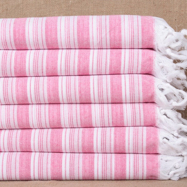 Turkish Towel, Turkish Beach Towel, Pink Towel, Striped Towel, 40x71 Inches Turkish Towel for Bath, Hammam Towel, Tablecloth Peshtemal,