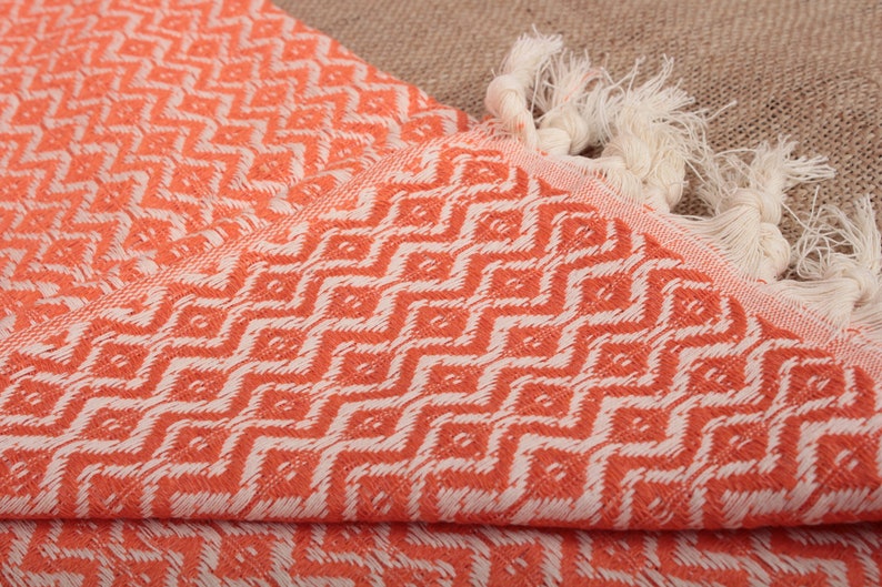 Kitchen Towel, Turkish Towel, Orange Washcloth, Diamond Towel, 18x36 Inches Monogrammed Towel, Hotel Washcloth, Gift Peshkir, Tea Towel, image 3