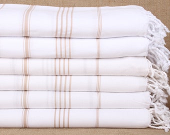 Custom Towel, Turkish Towels Beach, Beige Towel, Striped Towel, 40x71 Inches Turkish Beach Towel Bulk, Hotel Towel, Gift Towel,