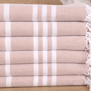 Striped Towel, Monogrammed Beach Towel, Bridal Shower Gift, 40x71 Inches Brown Cotton Towel, Turkish Beach Towel, Employee Gifts,