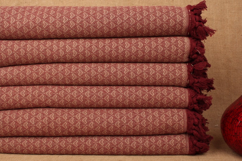 Custom Blanket, Picnic Blanket, Burgundy Throw, Heart Design Blanket, 75x87 Inches Turkish Blanket, Pilates Throw, Designer Blanket, image 1