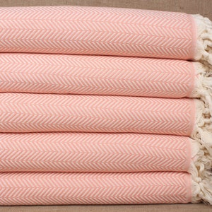 Custom Blanket, Handwoven Blanket, Coral Blanket, Chevron Throw, 75x91 Inches Woven Blanket, Warm Blanket, Bedding Throw, Turkey Throw,