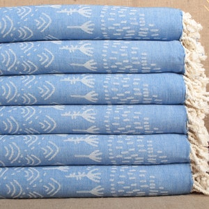 Organic Towel, Turkish Beach Towel, Mountain Towel, Patterned Towel, Plants Towel, Blue Peshtemal, Trees Towel, 40x71 Inches Pool Towel,
