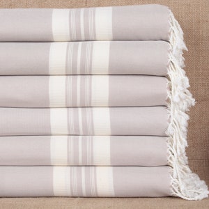 Organic Beach Towel, Turkish Beach Towel, Striped Towel, 38x60 Inches Turkish Towel for Beach, Scarf Peshtemal, Beige Towel, Yoga Towel,