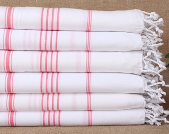 Embroidered Beach Towel, Turkish Beach Towel, Vermilion Towel, Striped Towel, 40x71 Inches Bachelor Party Gifts, Home Decor Towel,