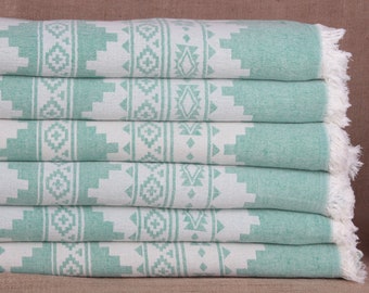 Narzuta na sofę, narzuta na kanapę, koc kilimowy, pokrowiec na sofę 56x85 cali, koc prezentowy, koc piknikowy, zielona narzuta na kanapę, designerska narzuta na łóżko,