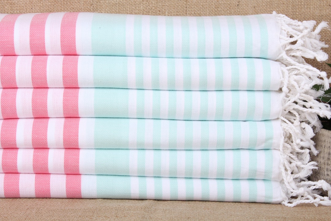 Embroidered Beach Towel, Custom Beach Towel, Pinkmint Towel, Striped Towel, 36x67 Inches Bridal