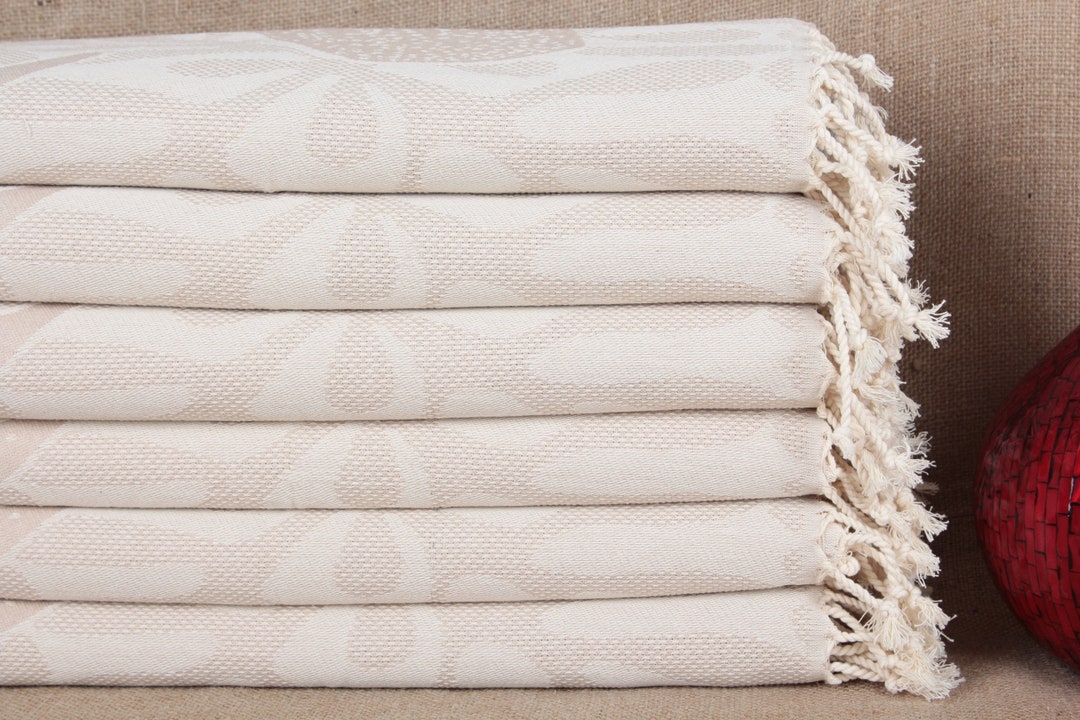 Turkish Tea Towels, Small Towel, Fish Peshkir, 18x38 Inches Embroidered