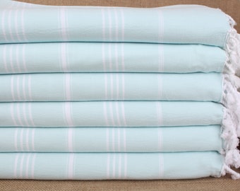 Custom Wedding Gifts, Beach Towel, 40x71 Inches Mint Cotton Towel, Striped Towel, Personalized Wedding Gift For Couple,