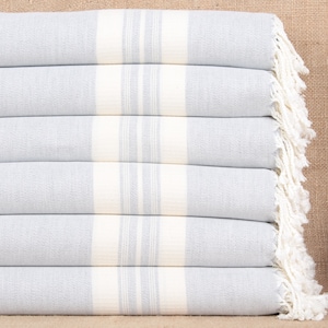 Turkish Beach Towel, Personalized Towel, Striped Peshtemal, 38x60 Inches Monogrammed Towel, Travel Peshtemal, Light Gray Peshtemal,