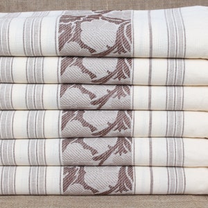 Custom Turkish Towel, Custom Beach Towel, Brown-Beige Towel, Daisy Towel, Patterned Towel, Floral Towel, 40x71 Inches Linen Towel,