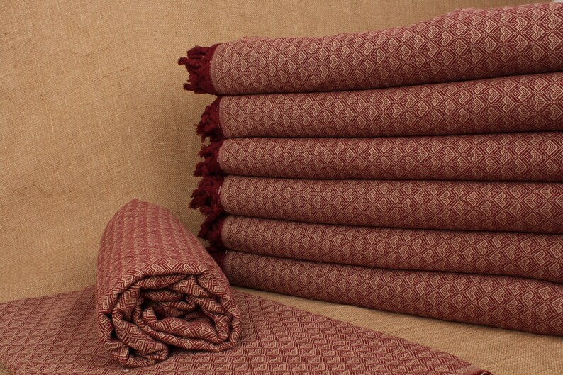 Custom Blanket, Picnic Blanket, Burgundy Throw, Heart Design Blanket, 75x87 Inches Turkish Blanket, Pilates Throw, Designer Blanket, image 4