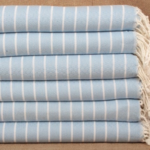 Turkish Beach Towel, Beach Towel, Light Blue Peshtemal, Striped Peshtemal, 40x71 Inches Pool Towel, Fouta Towel, Tablecloth Peshtemal,