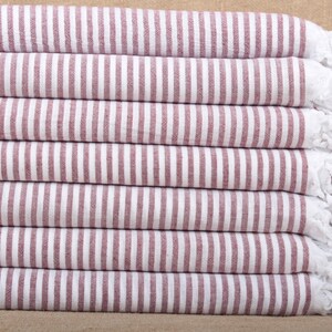 Turkish Beach Towel, Personalized Towel, Striped Burgundy Towel, 40x63 Inches Turkish Towel for Beach, Yoga Peshtemal, Summer Peshtemal,