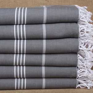 Personalized Towel, Turkish Beach Towel, Dark Gray Towel, Striped Towel, 40x71 Inches Bridesmaid Bulk Gifts, Scarf Towel, Decor Towel,