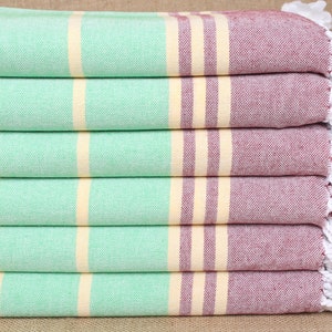 Toallas turcas de playa, Toalla de despedida de soltera, Toalla verde burdeos, Toalla a rayas, Toallas de bordado de 36x71 pulgadas, Toalla caliente, Toalla Hammam,