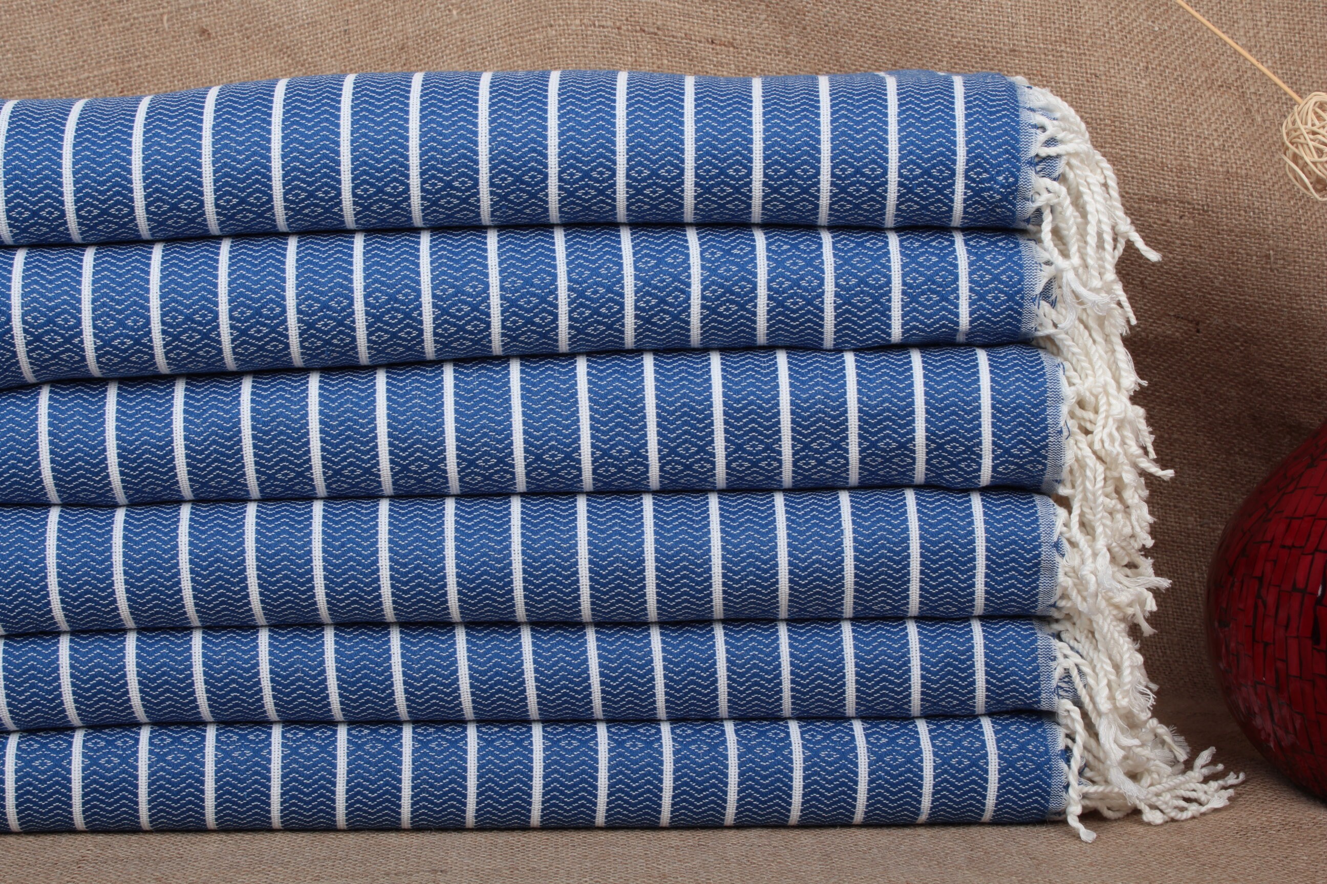 Turkish Bath Towel, Wholesale Towels, Sax Blue Peshtemal, Striped 40x71 Inches Bridal Shower Summer