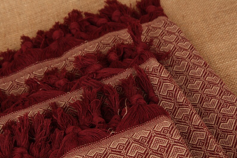 Custom Blanket, Picnic Blanket, Burgundy Throw, Heart Design Blanket, 75x87 Inches Turkish Blanket, Pilates Throw, Designer Blanket, image 8