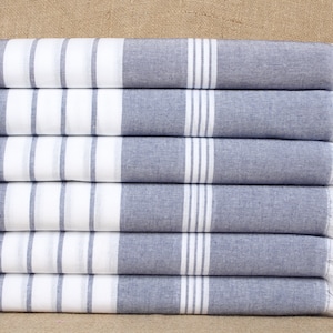 Personalized Turkish Towel, Turkish Beach Towel, White-Navy Blue Peshtemal, Striped Peshtemal, 32x67 Inches Turkish Towel Wholesale,