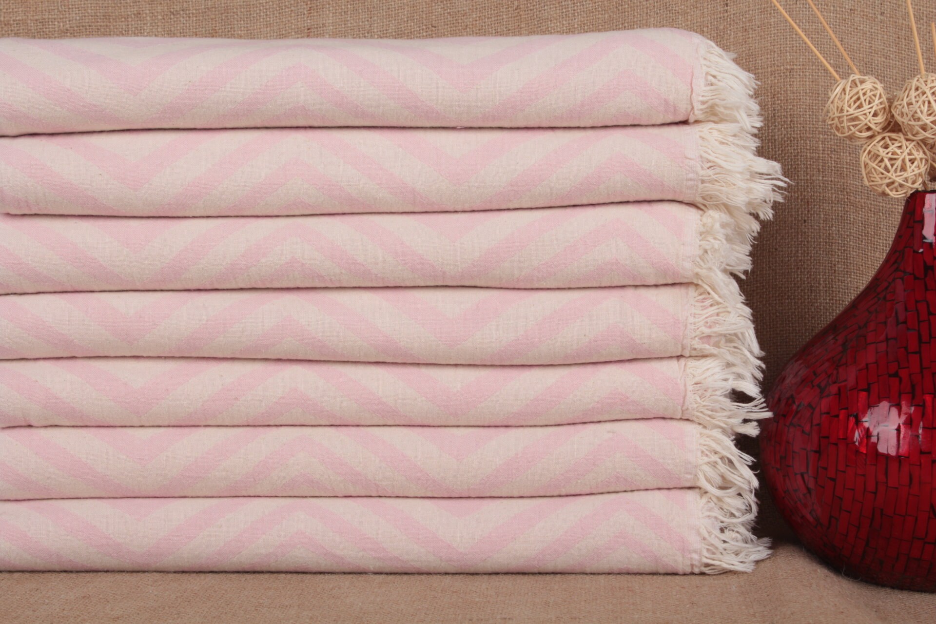 Turkish Bath Towel, Zigzag 34x71 Inches Gift For Her, Hotel Peshtemal, Turkey Organic